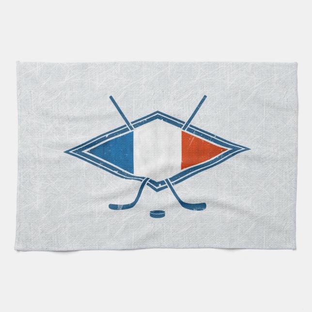 Fransk Ice Hockey Flagga Logotyp Tea Towels Kökshandduk (Horisontell)