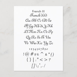 Fransk III - Zazzle Font Sampler Lakan Vykort
