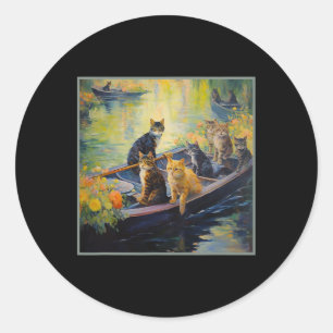 Fransk Impressionist Boot Funny Cat Design på P Runt Klistermärke