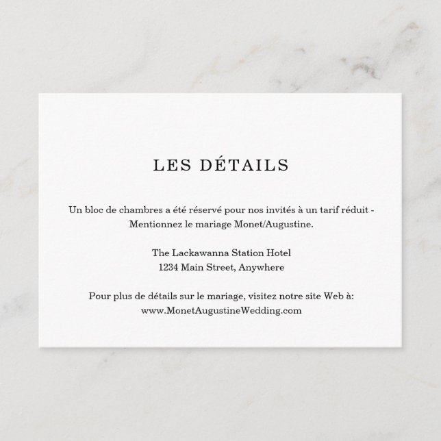 Fransk informations-/detaljkort tilläggskort (Framsida)