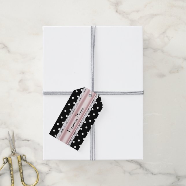 Fransk Inspired Polka Dot Anpassningsbar Business  Presentetikett (Med Snöre)
