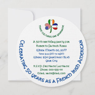 Fransk Irish American Flagga Shamrock Birthday Inbjudningar