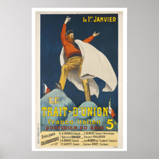 Fransk-italiensk tidning Vintage krigsaffisch av Poster