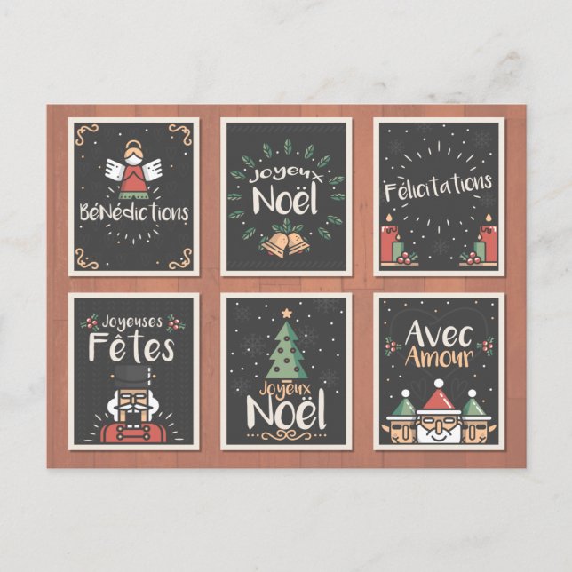 FRANSK JOYEUX NOEL CHRISTMAS-KORT HELG VYKORT (Framsida)