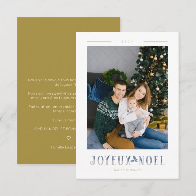 Fransk Joyeux Noël Modern kalligrafi specialbestäl (Fram/baksida)