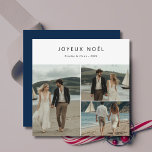 Fransk Joyeux Noël Nautical Beach Photo Julkort<br><div class="desc">Skicka festive önskemål med en chic, nautisk twist! Julkortet har "Joyeux Noël" i vacker Fransk, skapar perfekt för att du delar din helgdag. Det strandtemade fotot ger en speciell beröring, särskilt för par. Dess moderna och orustiska utformning i blått ger en kustlevande vib till hälsning, samtidigt som den förblir budgetvänlig...</div>