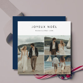 Fransk Joyeux Noël Nautical Beach Photo Julkort