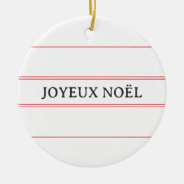Fransk "Joyeux Noël" Red Rand Family Namn Julgransprydnad Keramik