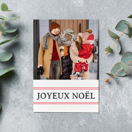 Fransk Joyeux Noël Red Rand Family Photo Julkort