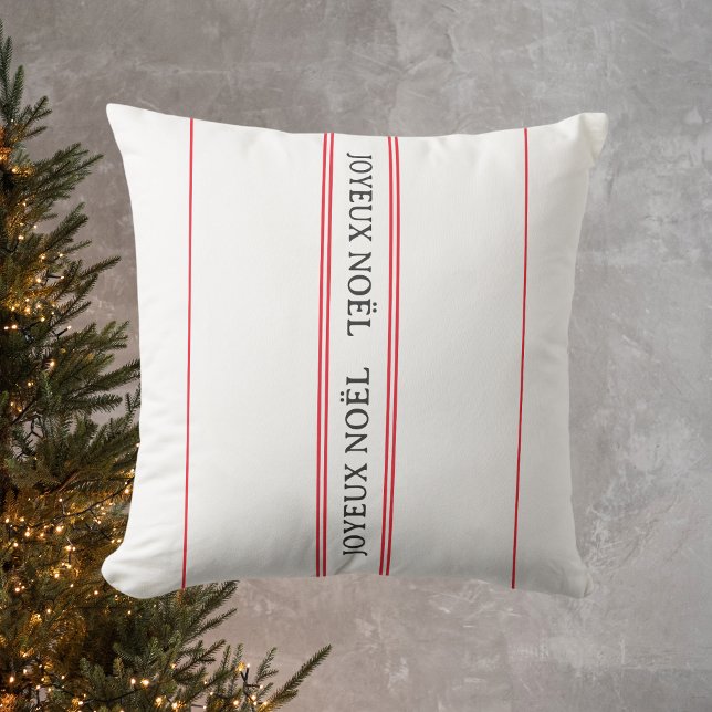 Fransk Joyeux Noël Red Rand jul Kudde (Skapare uppladdad)