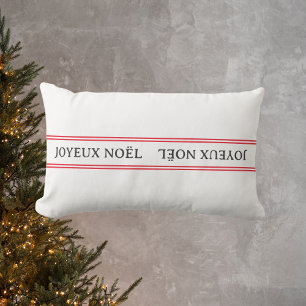 Fransk Joyeux Noël Red Rand jul Lumbarkudde