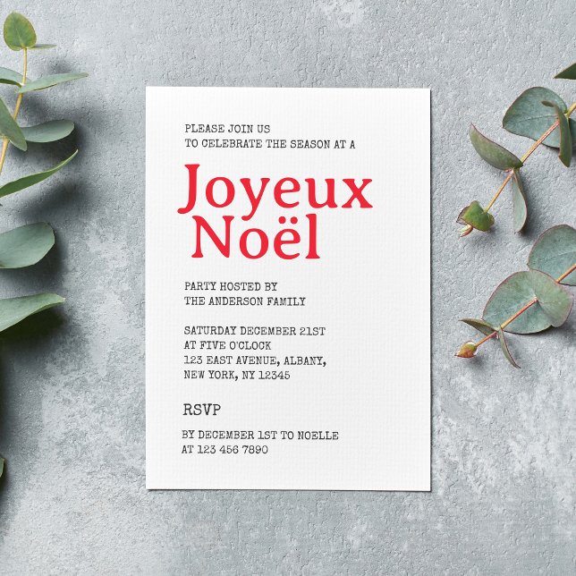 Fransk Joyeux Noël Red Rand jul Party Inbjudningar (Skapare uppladdad)