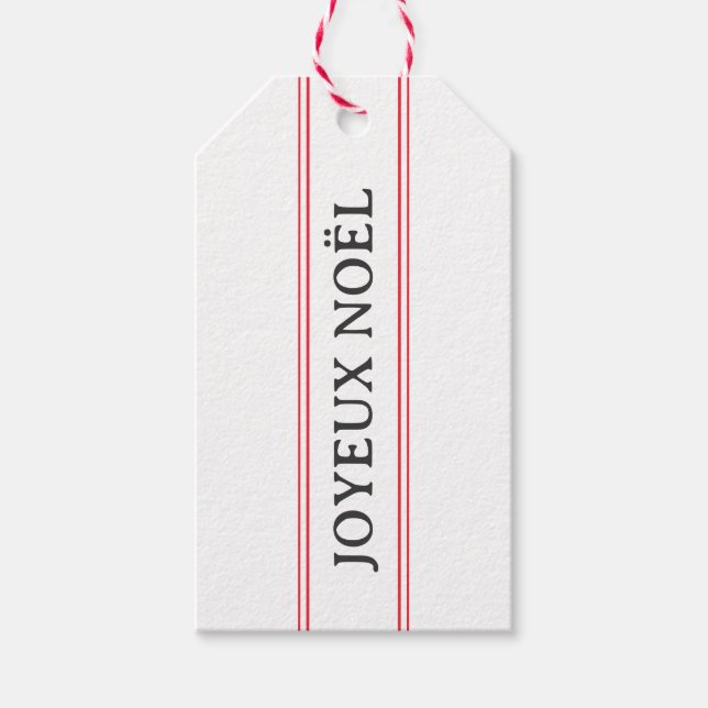 Fransk Joyeux Noël Red Rand jul Presentetikett (Framsidan)