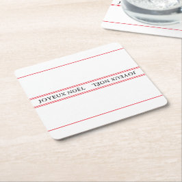 Fransk Joyeux Noël Red Rand jul Underlägg Papper Kvadrat