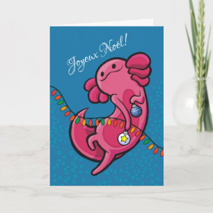 Fransk Jul Cute Axolotl med prydnadsföremål Kort