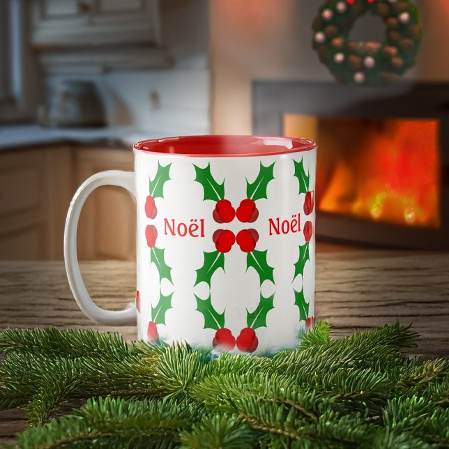 Fransk jul Holly Two-Tone Coffee Mugg (Skapare uppladdad)