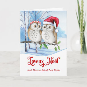 Fransk jul Joyeux Noel Woodland Uggla Helgkort