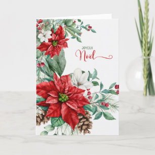 Fransk jul Poinsettias Joyeux Noël Helgkort