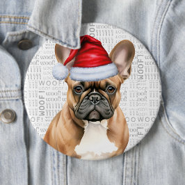 Fransk jul-sankt-hund på valp-bakgrund knapp