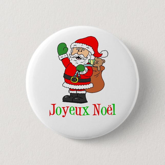 Fransk jul Santa Joyeux Noel Knapp (Framsida)