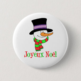 Fransk jul Snögubbe Joyeux Noel Knapp