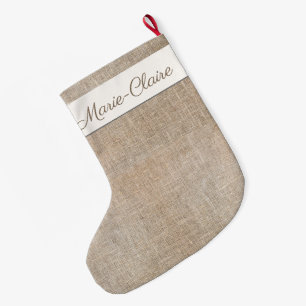 Fransk Jute Custom Name - julklapp Stor Julstrumpa