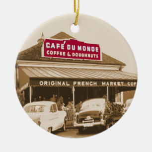 Fransk Kaffesställ 1950 Julgransprydnad Keramik