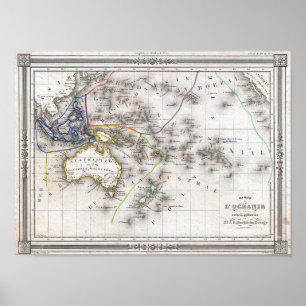 Fransk Karta i Australien och Polynesien Poster