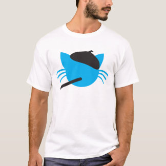 Fransk katt i en basker och en cigarett tee shirt