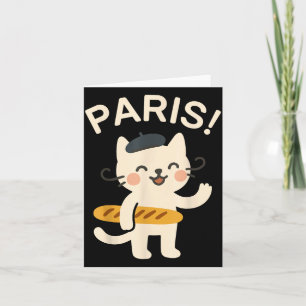 Fransk katt med baguett söt katt Paris rolig anim Kort