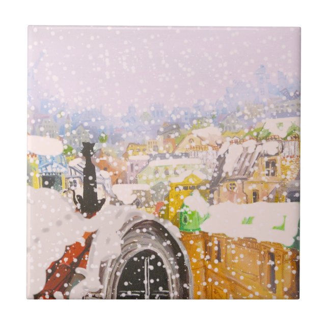 Fransk katt på tak kakelplatta (Framsidan)