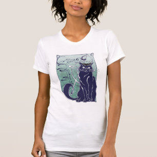 Fransk kattskjorta för art nouveau t shirt
