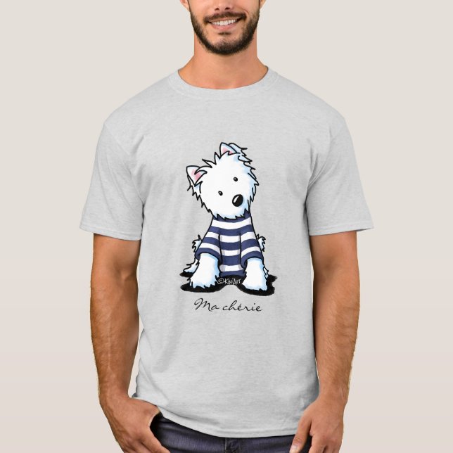Fransk KiniArt Westie Hund T Shirt (Framsida)