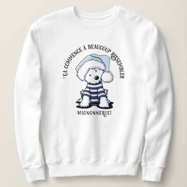 Fransk KiniArt Westie Julsötskjorta T Shirt (Design framsida)