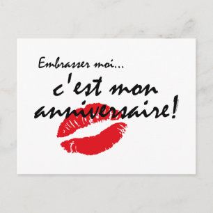 Fransk Kiss Me Birthday Vykort
