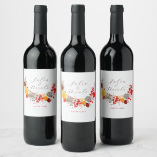 Fransk Kissed Sweet Berry Grapes Flowers Bröllop Vinflaska Etikett