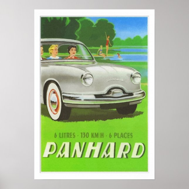 Fransk klassisk bil och målning Panhard Poster (Framsidan)