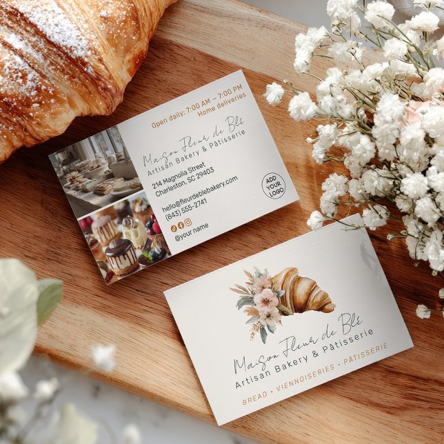Fransk konstnär café bageri konditori foto visitkort (French Artisan Cafe Bakery Patisserie Photo Business Card)