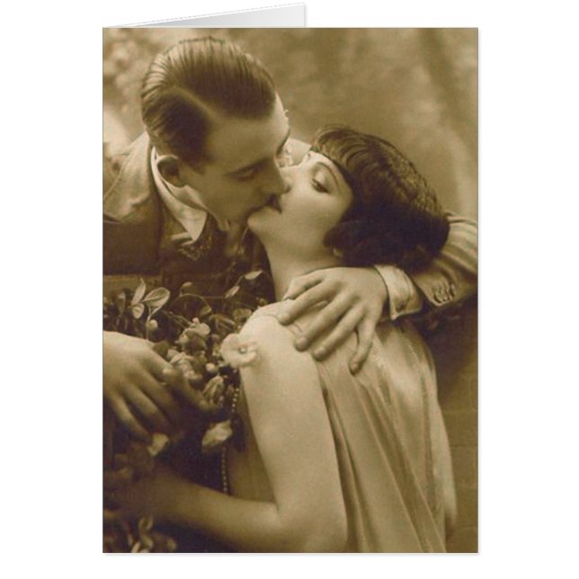 Fransk kopplar ihop kysskortet hälsningskort (Framsidan)