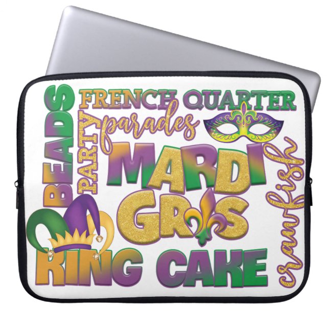 FRANSK KUNG CAKE MARDI GRAS LAPTOP FODRAL (Framsidan)
