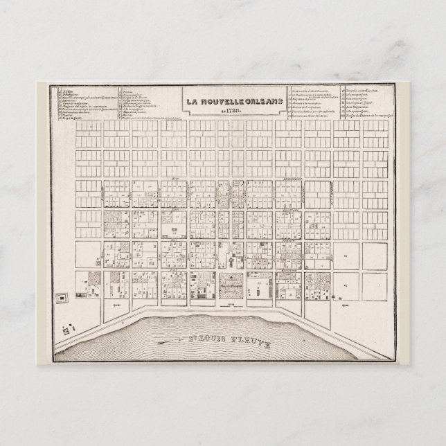 Fransk Kvartal KARTA 1735 Vykort (Framsida)