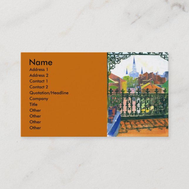 Fransk Kvarterbalkony, Visitkort (Framsida)