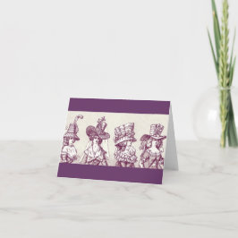 Fransk Kvinnor i Hats Antique Note Card Kort