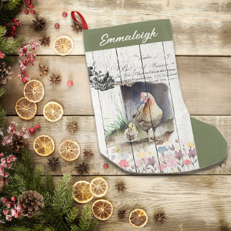 Fransk Land Blommigt Plymouth Sten Chickens Liten Julstrumpa
