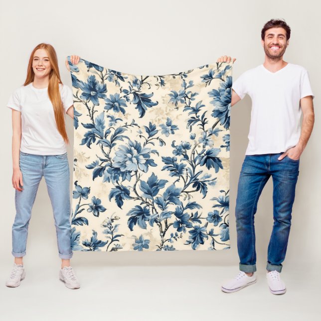 Fransk Land Blue Toile Fleecefilt (På plats)