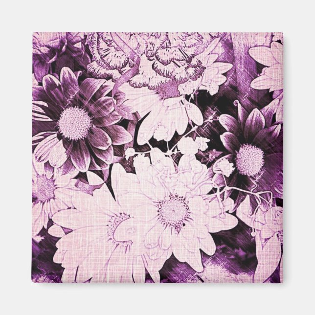 Fransk land boho chic lila daisy för vilda blommor magnet (Framsidan)