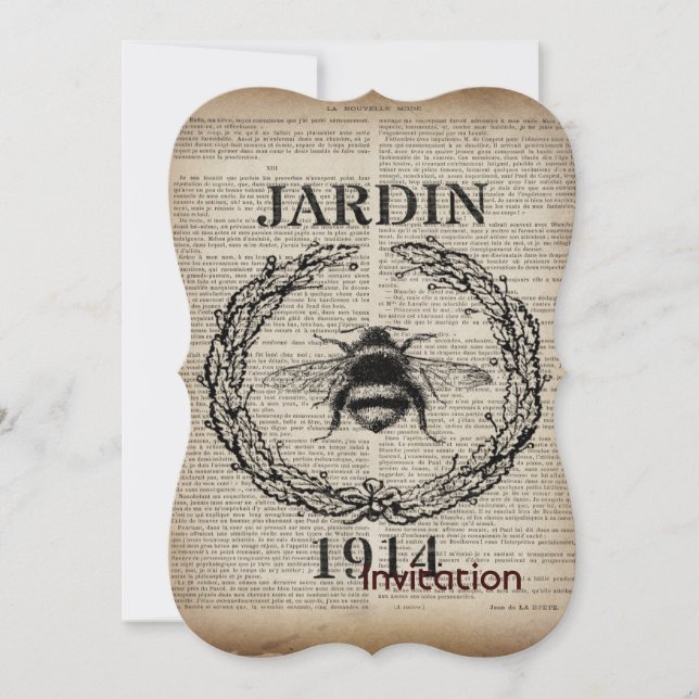 fransk land botaniska vintagen drottbe inbjudningar (Framsida)