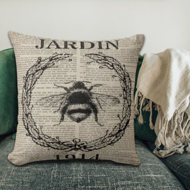 fransk land botaniska vintagen drottbe kudde (french country botanical vintage queen bee throw pillow)
