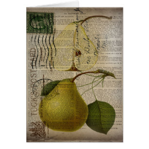 fransk land botaniskt illustrationspäron av vintag hälsningskort
