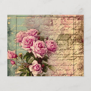 Fransk land chic,shabby chic, rosa ros, flora, flygblad